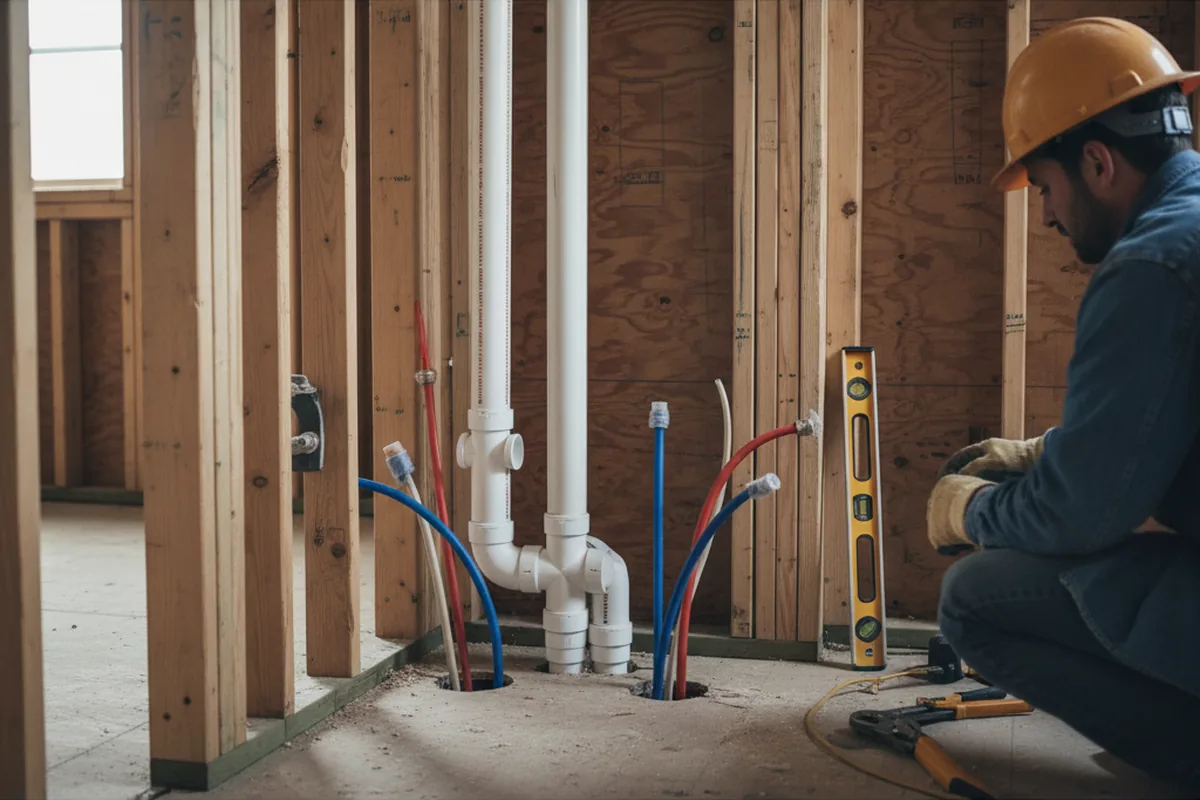 Drain and supply rough-in during Sump Pump Repair in Herald