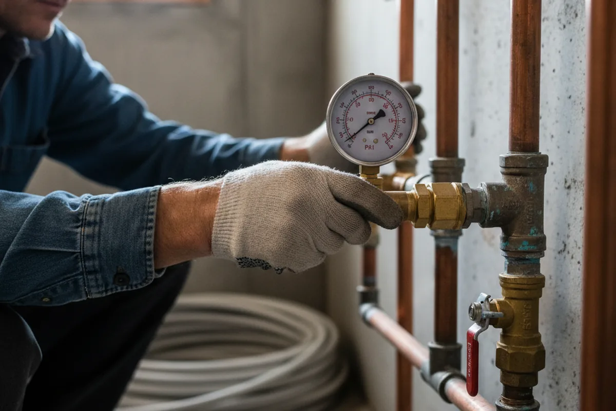 Pressure testing a repaired line during Water Line Repair in Herald